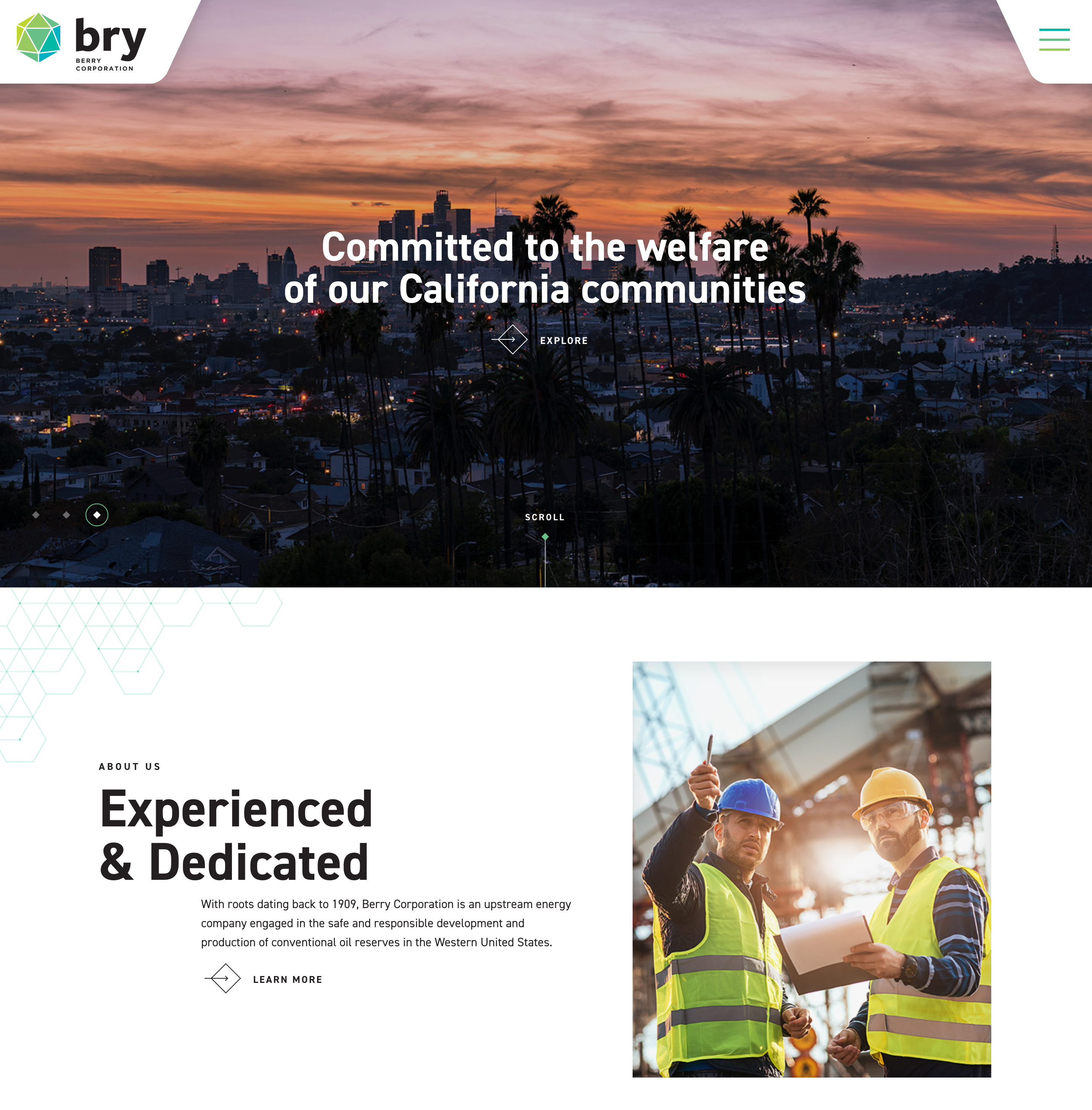 A screenshot of Berry Corporation's website.
